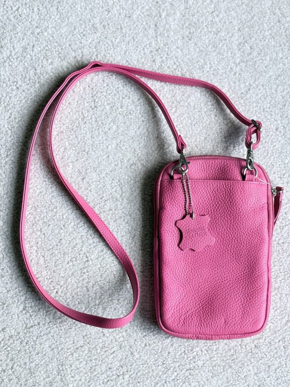 Coldwater Creek Pink Genuine Leather Crossbody Purse Adjustable Strap NWOT